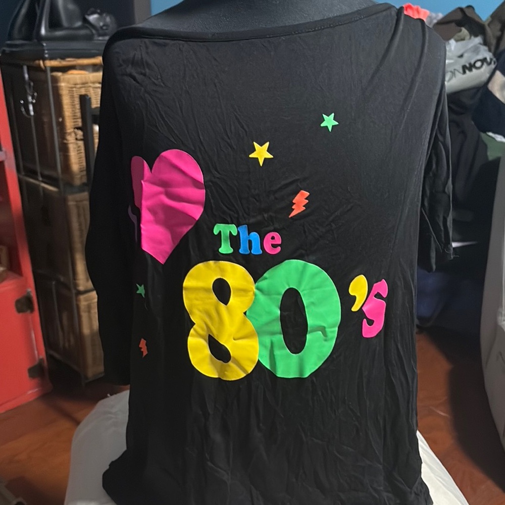 Black 80's Graphic Top